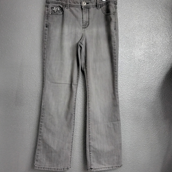 Style & Co. Grey Boot Cut Jeans With Sequins   Size 12P - Picture 1 of 5